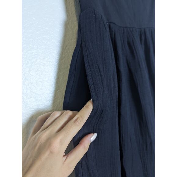 LOFT Beach Black Mixed Media Strapless Cotton Side Slits Maxi Dress Women L NWOT - Picture 7 of 13